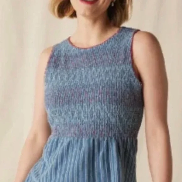 Matilda Jane Enchanted Garden Blue Roxie Striped Smocked Tank | Size Large - Picture 8 of 8